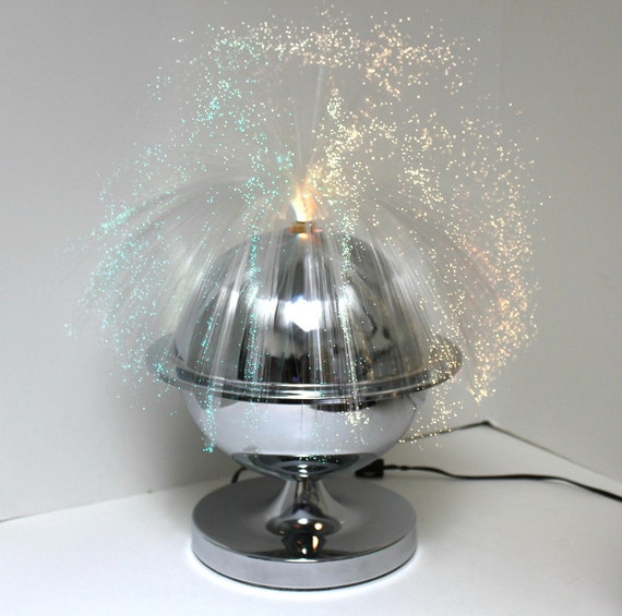 Vintage Fiber Optic Chrome Lamp Light Dome Space Age