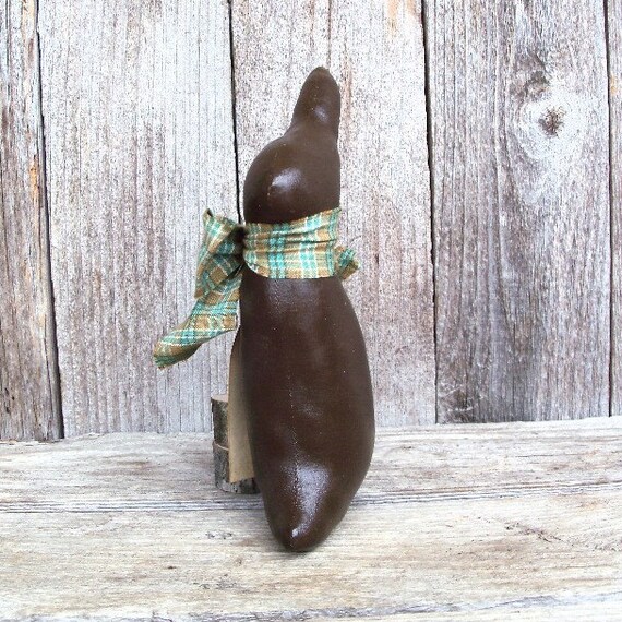 Large Chocolate Bunny with Mint Homespun Bow