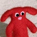 Felted beastie or monster, little creature, handmade soft sculpture, one of a kind, bright red