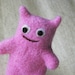 Mini creature, soft fuzzy beastie needle felted from pure wool, light candy pink