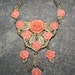 Reserved for Rhiannon Vintage Necklace 1920s Orange Celluloid Rose Brass Filigree D10