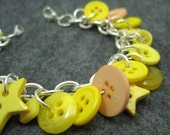 Button Charm Bracelet - Yellow by randomcreative on Etsy