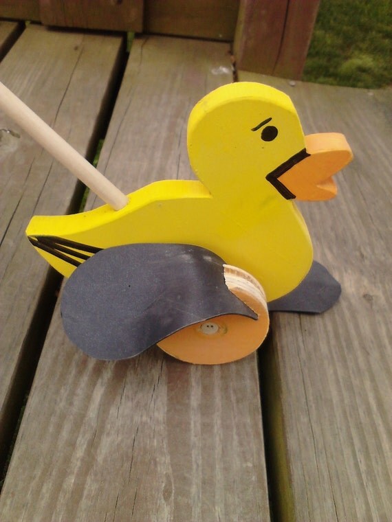 Old Fashion Wooden DUCK PUSH TOY Flapper toys