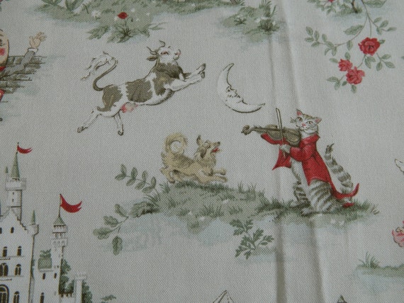 Over the Moon Toile Fabric Nursery Rhyme 1 YARD