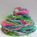 Luau Fringe Effects . 20yds of specialty fibers art yarn bundle . aqua blue, hot pink, grass green