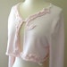 petal. pink cropped cardigan shrug bolero. upcycled clothing altered reconstructed sweater. tattered ruffles shabby eco chic spring fashion