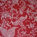 Cotton Upholstery Fabric, Red and White, Scrolls, Paisley Design, 1/2 Yard
