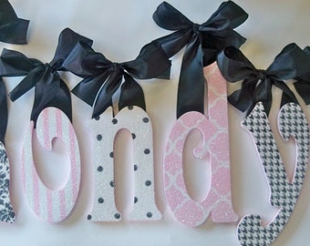 GLITTER and SPARKLE custom hand painted wall letters