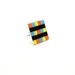 Square Geometric Statement Ring in Orange, Turquoise, Yellow, and Black
