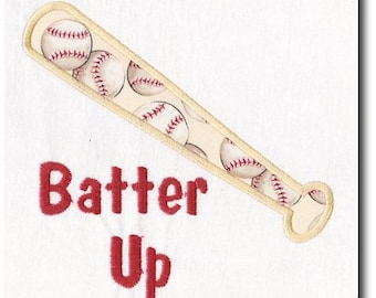 Applique Batter Up Baseball Embroidery Design-includes multiple sizes
