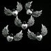 Heart Wings Charms Pendants Antiqued Silver Large 10