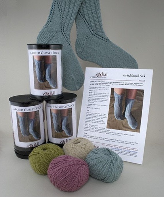 Arched Gusset Sock Knitting Kit by FiberWild on Etsy