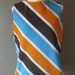 Vintage Diagonal Stripe Vest Top in Chocolate Brown Orange White and Aqua Blue Works as a Vest