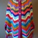 Vintage Afghan Poncho Cape Zig Zag Hand Knitted Sweater Yarn
