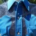 Mens Cowboy Western Shirt Snap Front Blue Metallic