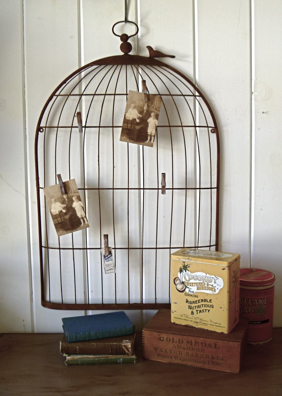 Large Wrought Iron Bird Cage Silhouette Wall or Table Display
