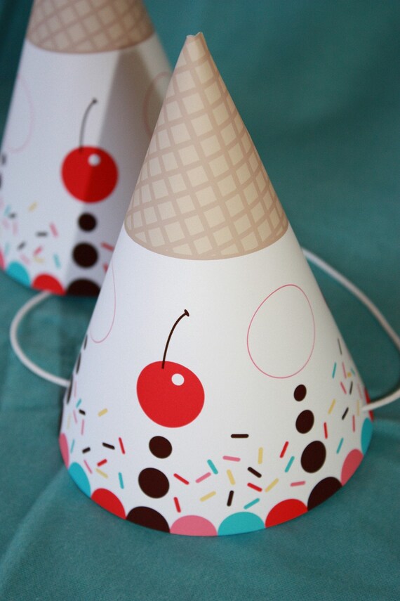 ice cream birthday party hats by SweetTreeStudio on Etsy