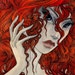HOLIDAY SALE - Scarlet Mane - 4.5 x 6.5 Original Painting - ink, watercolor, and acrylic
