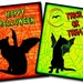 Halloween Bat Cat Art Cards 9 Spooky digital download ATC Printable Digital Collage Sheet