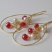 LAST ONE Red Crystal and Pearl Cluster Earrings