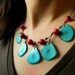 Statement Necklace - Eco Tagua & Acai in Cielo Blue and Samba Red / Handmade Eco friendly