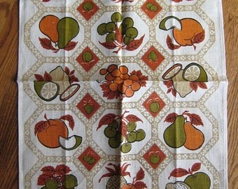 Vintage Kitchen Towel featuring Fruits in Fall Colors TREASURY ITEM