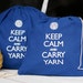 Small knitting project bag - Keep Calm and Carry Yarn - superhero blue