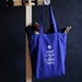 Canvas Knitting/Crochet Tote - Keep Calm and Carry Yarn - Superhero blue