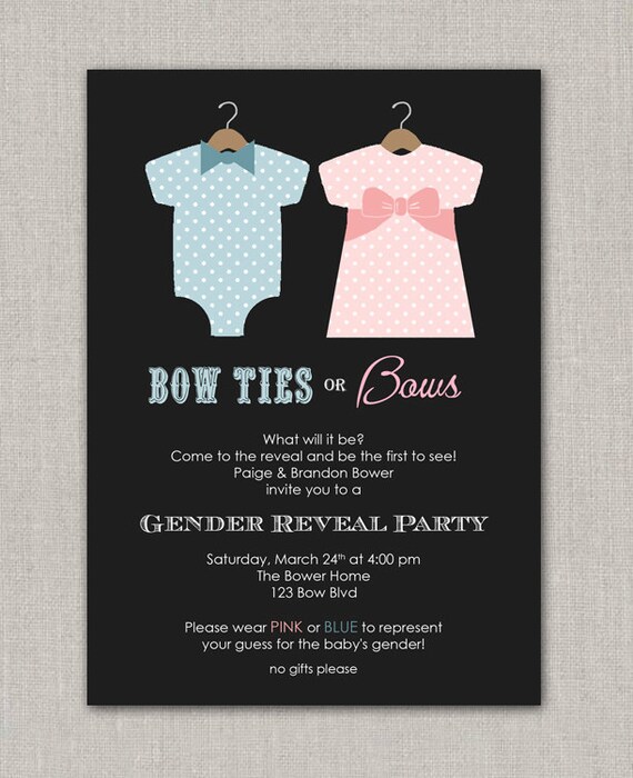 Items Similar To Bow Ties Or Bows Gender Reveal Party Invitation On Etsy 4872