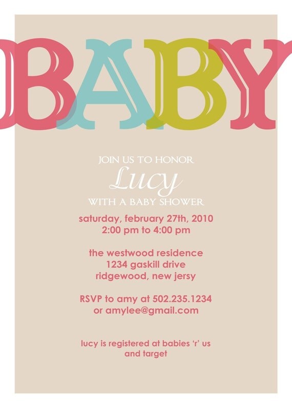 BABY - Custom Printable Girl Baby Shower Invitation...by KM Thomas Designs Il_570xn