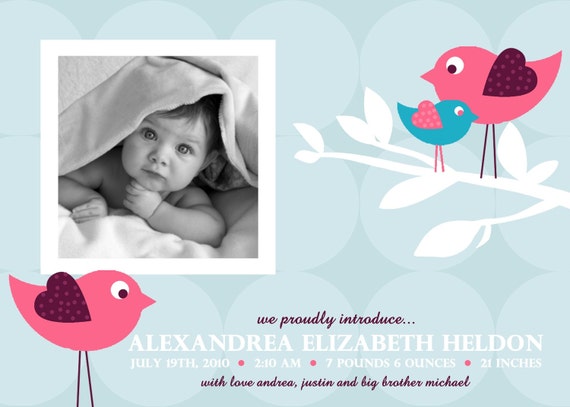 Tweet, Tweet - Custom Photo Birth Announcement Il_570xn