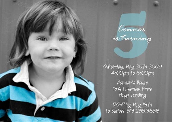 Photo Birthday Invitation : Printable Full Photo Invitation - Black and White Photo with Color - Custom Invitation - Il_570xn
