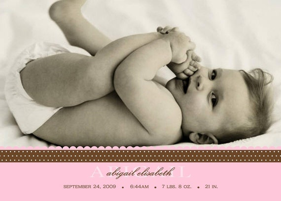 SWEET and SIMPLE...Custom Photo Birth Announcement...by KM Thomas Designs Il_570xn