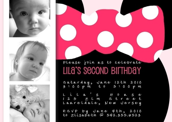 Picture Perfect with MINNIE...Custom Photo Birthday Invitation...by KM Thomas Designs Il_570xn