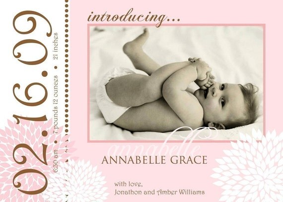 DELIGHTFUL - Custom Photo Birth Announcement...by KM Thomas Designs Il_570xn