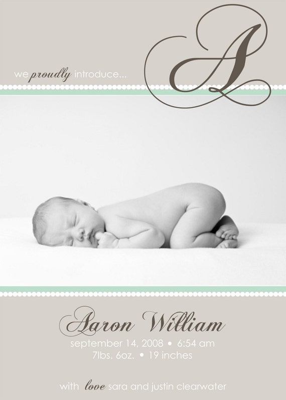 PRINCE...Custom Printable Photo Baby Boy Birth Announcement...by KM Thomas Designs Il_570xn