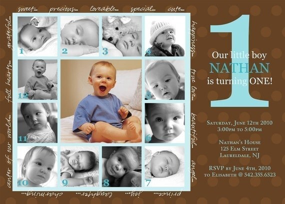 CHARMING...Custom Printable First Birthday Photo Invitation...by KM Thomas Designs Il_570xn