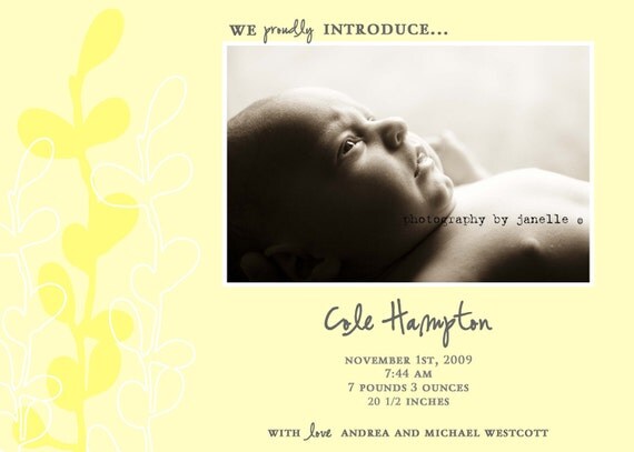 Branches - Custom Photo Birth Announcement Il_570xn