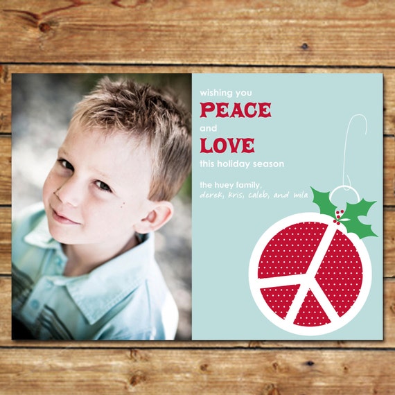 PEACE ORNAMENT...Custom Christmas Photo Card...by KM Thomas Designs Il_570xn