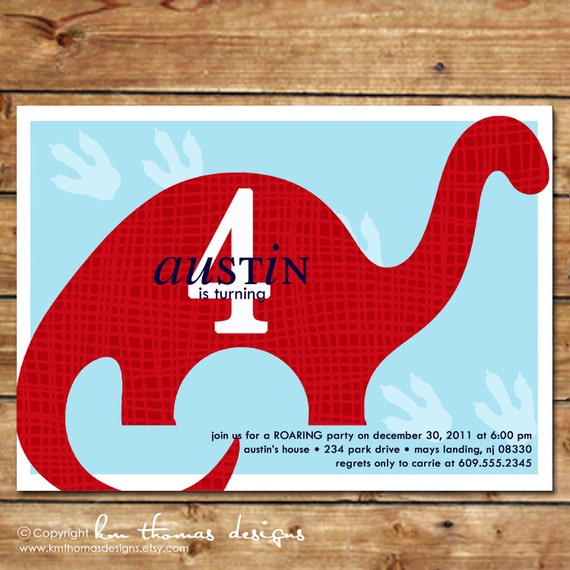 DINO...Custom Printable Birthday Invitations...by KM Thomas Designs Il_570xn