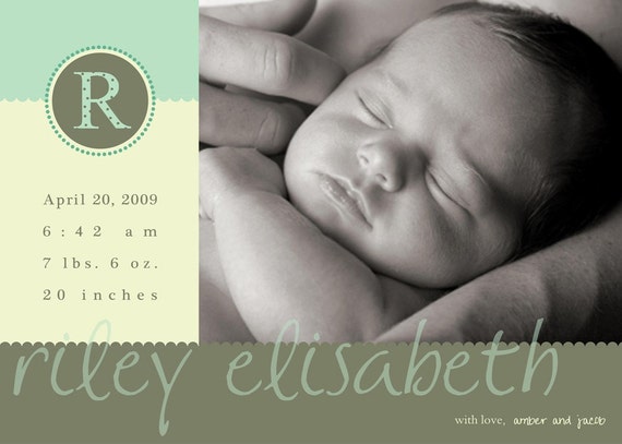 Simple Modern Custom Photo Birth Announcement Il_570xn