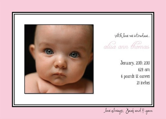 SIMPLY CLASSIC...Custom Photo Baby Announcement...by KM Thomas Designs Il_570xn