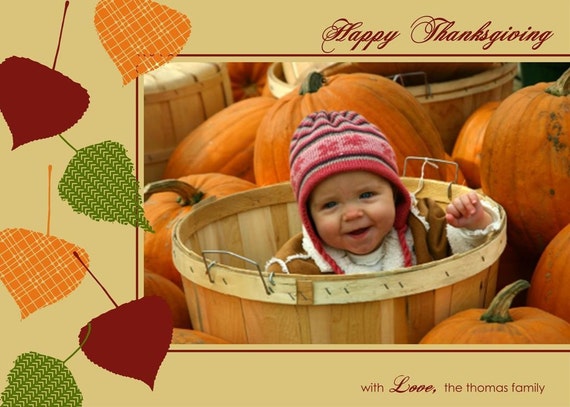 FALLING LEAVES...Custom Photo Fall or Thanksgiving Holiday Card...by KM Thomas Designs Il_570xn