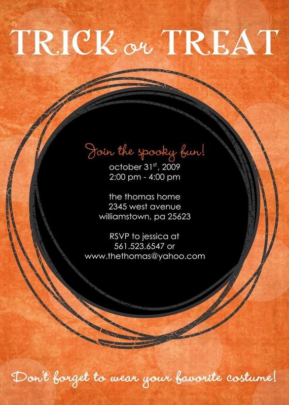 Orange Spooky Halloween Invitation Il_570xn