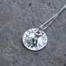 Hand Stamped Sterling Silver Mom or Grandma Disc Pendant with Swarovski Crystals