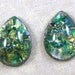 Vintage Emerald Green Glass Fire Opal Cabochons18X13 MM Pear, 2