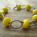Lemon Beaded Bracelet - Vintage Yellow Glass, Oxidized Sterling Silver