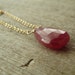 Ruby Pendant Necklace, 14kt Goldfilled - Red Pink, Classic Solitaire Gemstone Pendant
