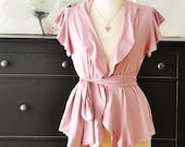 Short Sleeve Women Top, Summer Cardigan, Light Pink Vest, Women's Blouse