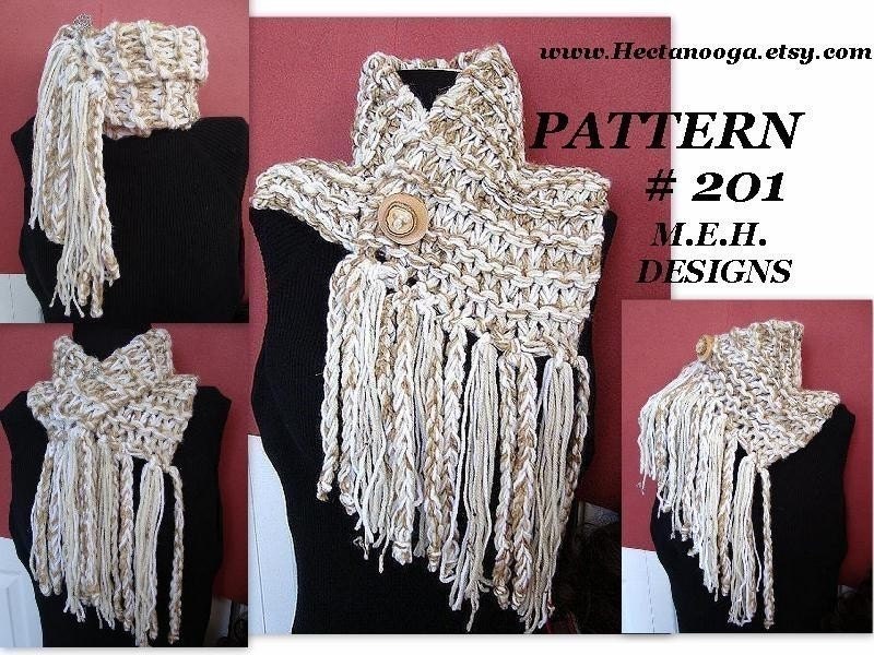 KNITTING PATTERN Jumbo Fringed Cowl num 201 Knitting for